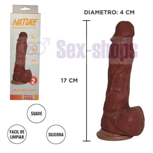 Dildo color oscuro Cyberskin con ventosa N°2