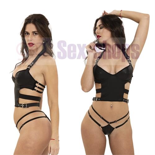 Top de Eco Cuero con Puntilla