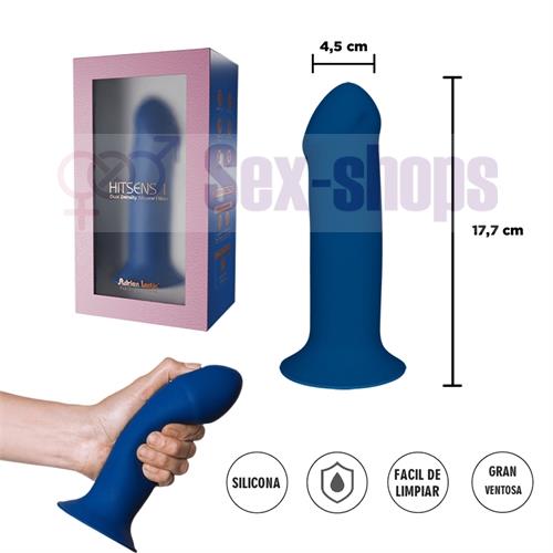 HITSENS 1 - Dildo de Silicona de Doble Densidad (Azul Eléctrico)