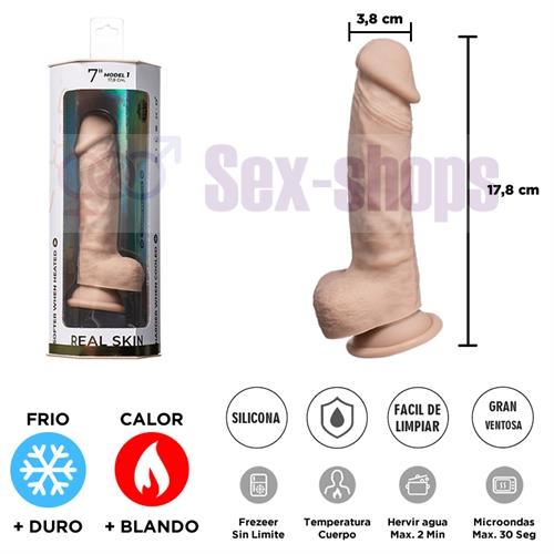 Real Skin Model 1 - Dildo con funcion Termoreactiva de Silicona Líquida de 18 cm