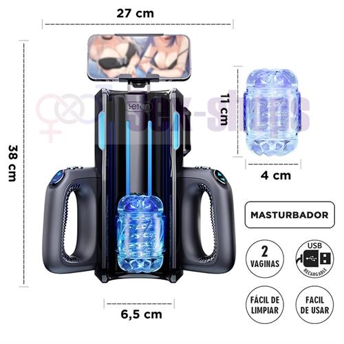 Masturbador Automático Telescópico Profesional - 2 Mangas de Silicona + 3 Velocidades