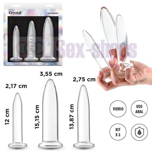 Kit 3 dilatadores anales de vidrio transparentes