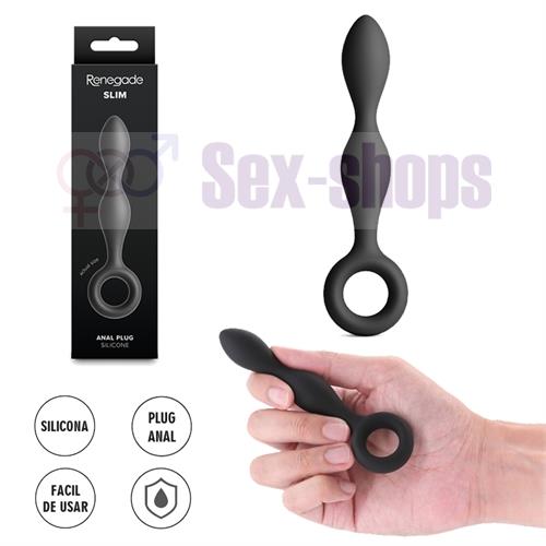 Slim dilatador anal de silicona con anillo extractor
