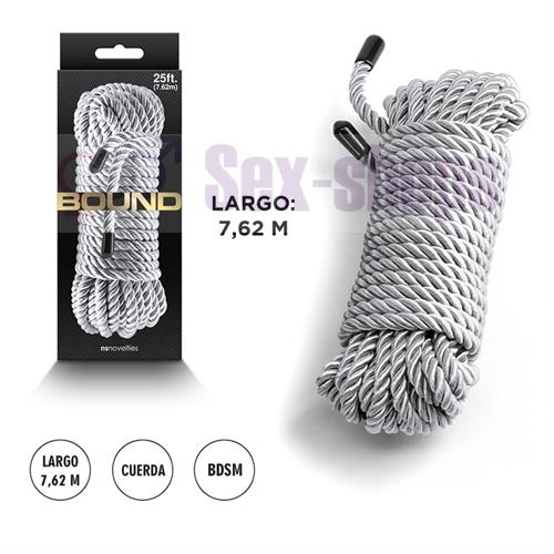 Soga para bdsm color plata de 7,62m