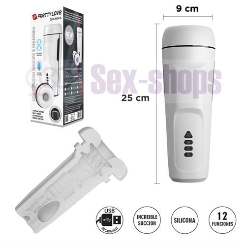 Masturbador con 12 funciones de vibracion, 3 funciones de succion,funcion de sonido y carga USB