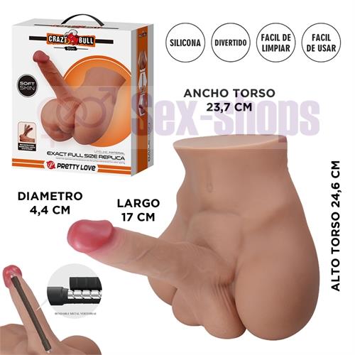 Semi torso con pene realista vertebrado Soft Skin
