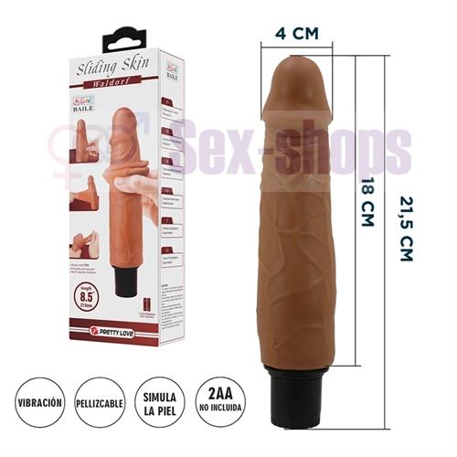 Vibrador color piel deslizante realista, vibraciones de varias velocidades y material TPR