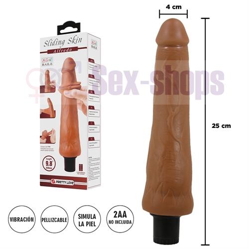 Vibrador color piel deslizante realista, vibraciones de varias velocidades y material TPR