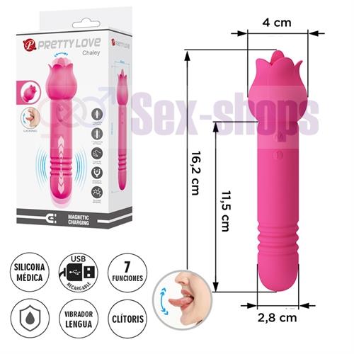 Rose Wand: masajeador doble con funciones de vibración, succión y carga magnética