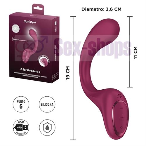 G for Goddess 2 (Wine Red) Estimulador de punto G con carga USB