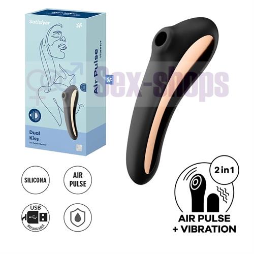 Dual Kiss black Succionador de clitoris con vibrador de punto G