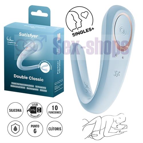 Double Classic estimulador para parejas con carga USB