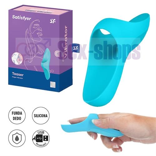 Teaser light blue Vibrador para dedo con carga UBS