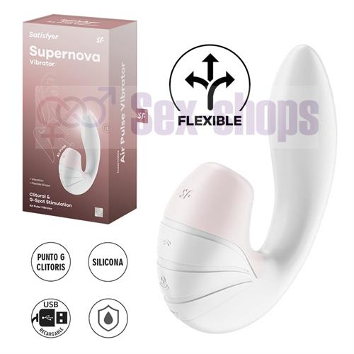 Supernova white succionador de clitoris con estimulacion de punto G y carga USB