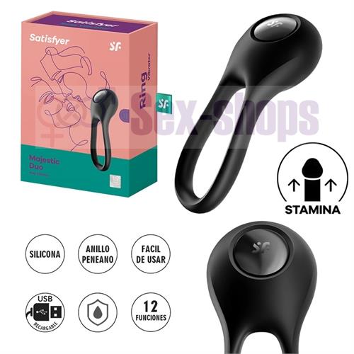 Majestic Duo Anillo para el pene de silicona innovador y flexible