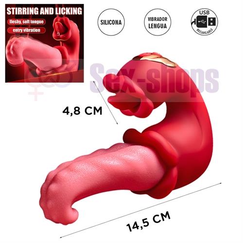 Vibrador doble con forma de lengua
