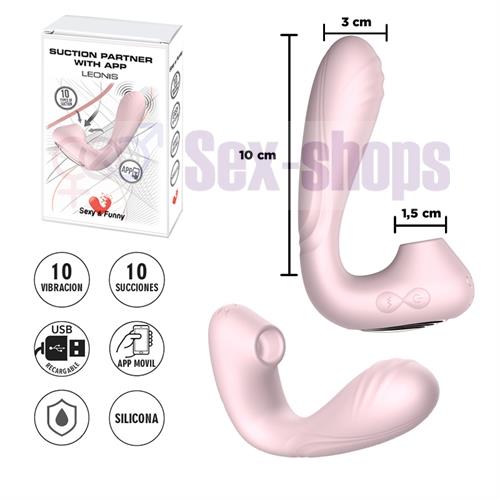Estimulador de punto G con succionador de clitoris con control via APP y bateria recargable